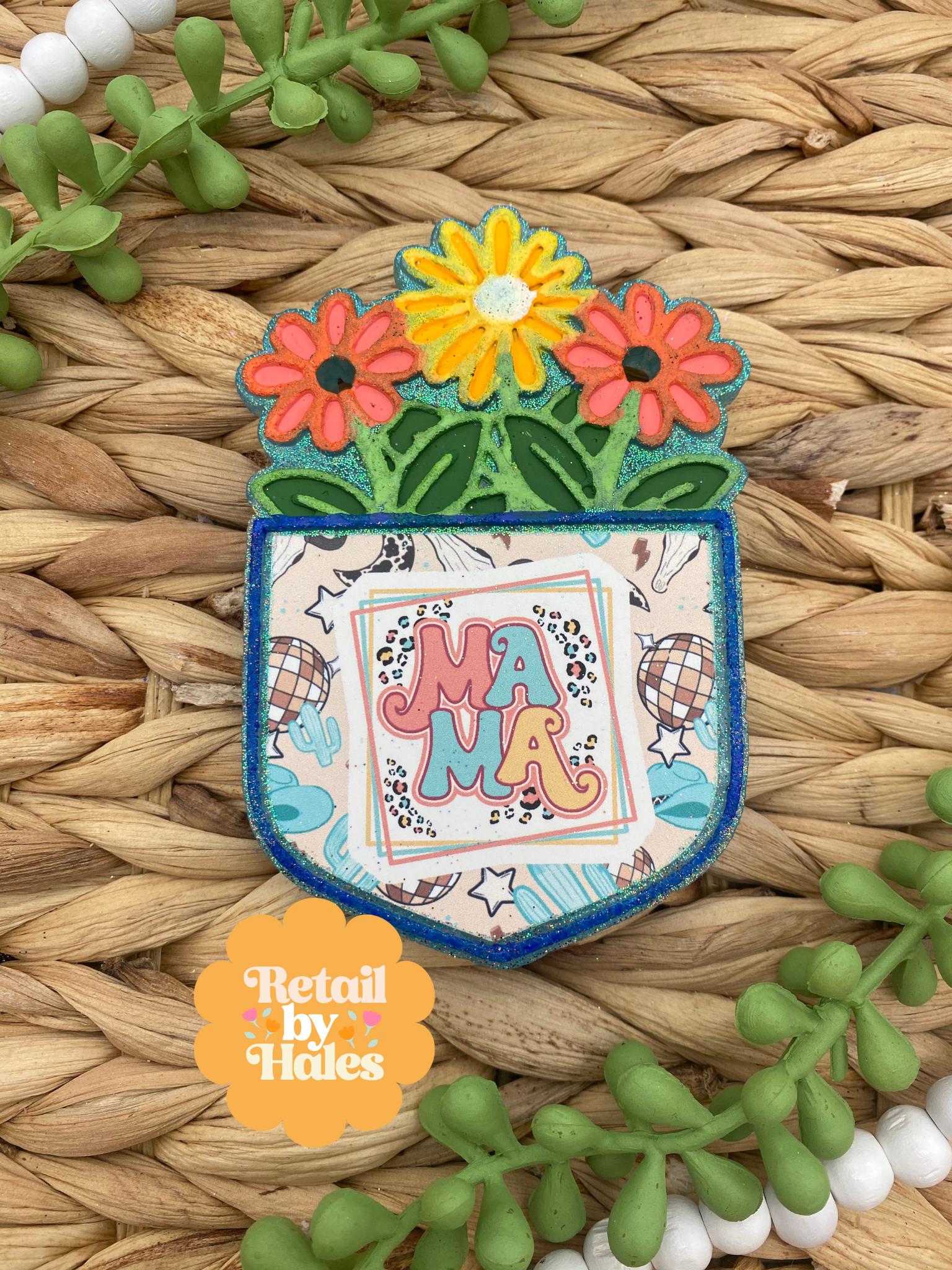 Pocket with Flowers freshie Mold, Summer freshie molds, flower mold, cute freshie molds, cardstock freshie molds, happy silicone molds