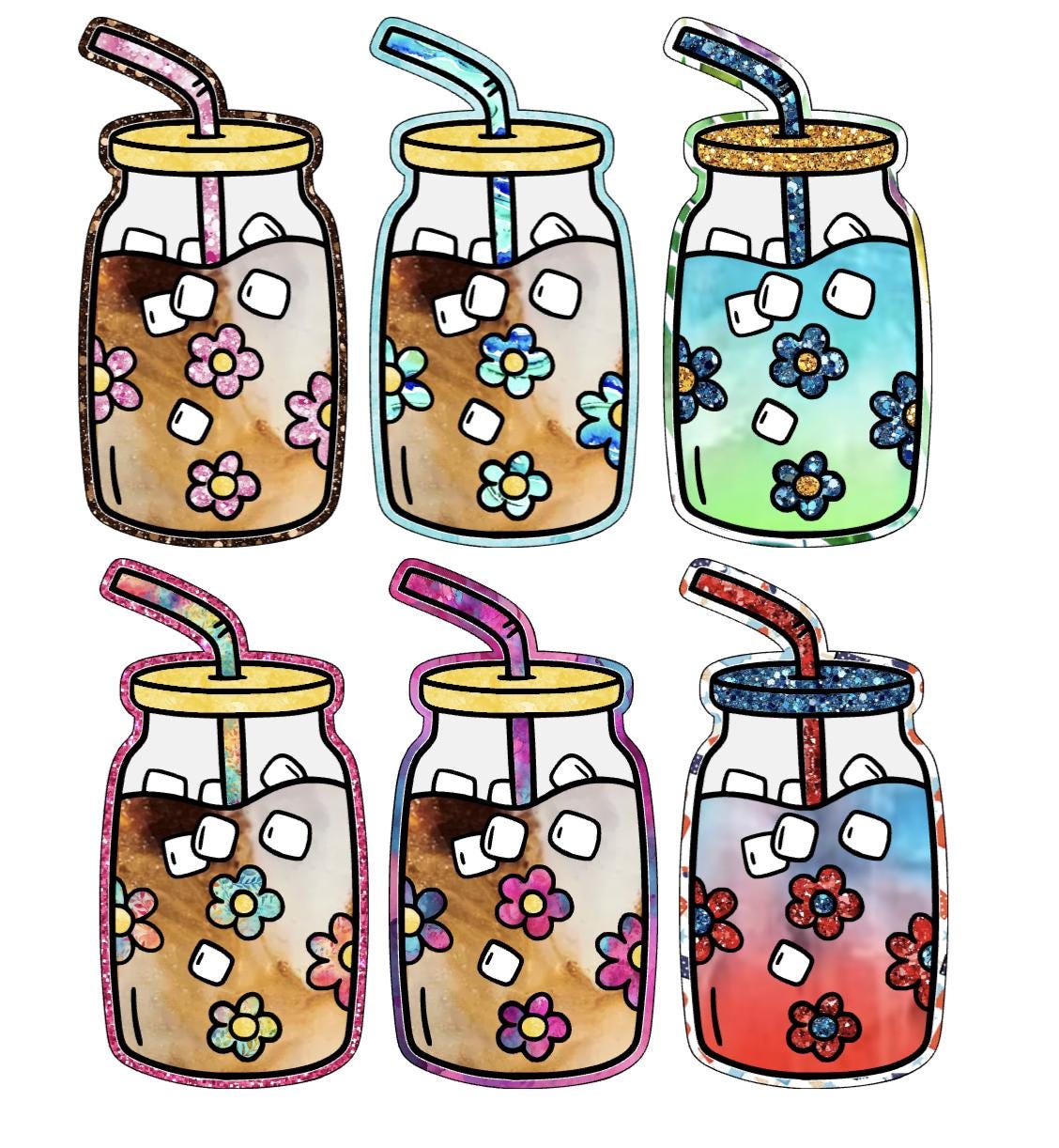 Iced Coffee Freshie Mold, bestselling freshie molds, heat safe silicone, soap mold, coffee shop freshie, floral glass coffee cup mold