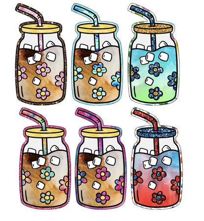 Iced Coffee Freshie Mold, bestselling freshie molds, heat safe silicone, soap mold, coffee shop freshie, floral glass coffee cup mold