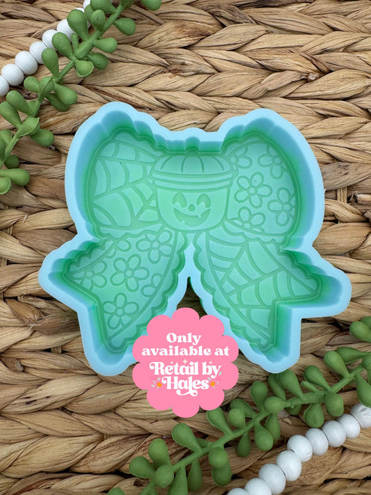 Jack-o-Lantern Bucket Bow Mold, Halloween Freshie Mold, Fall Freshie Mold, Retro Silicone Mold, Funny Freshie Mold, Retro Halloween Mold