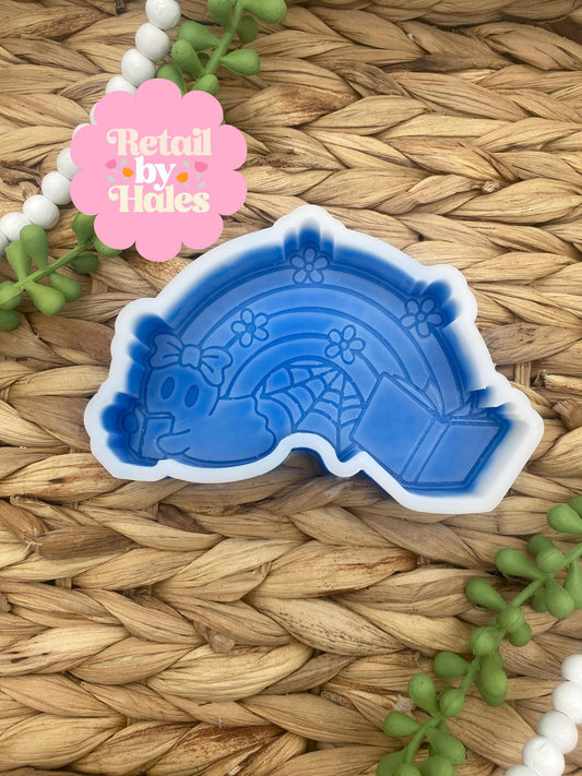 Reading Ghost Rainbow Freshie Mold, Halloween Freshie Mold, Bookish Halloween Freshie Mold, Ghost Silicone Mold, book ghost wax melt mold