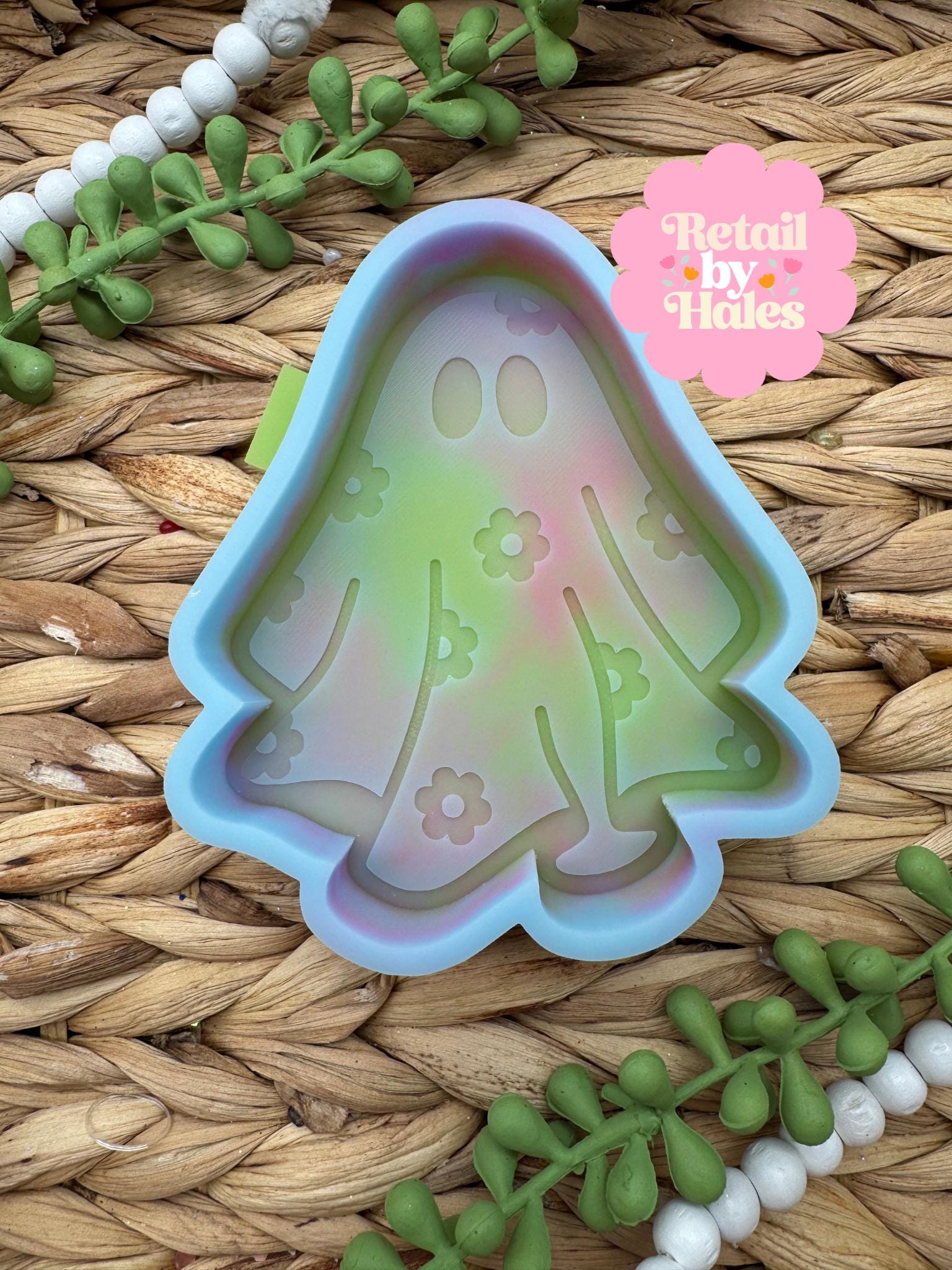 Flower Ghost Mold, Halloween Freshie Mold, Fall Freshie Mold, Ghost Silicone Mold, Coffee Shop Freshie Mold, Spooky Mold, Floral Ghost Mold