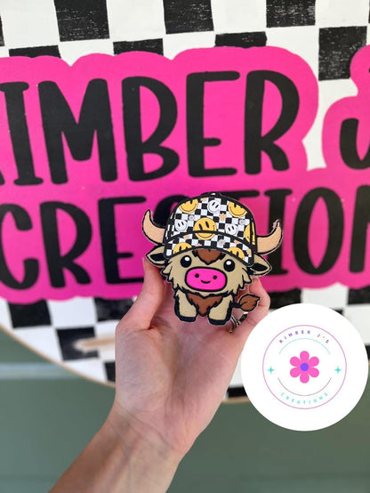 Highland Cow with Baseball Cap Freshie Mold, cardstock silicone molds, freshie molds for men, western freshie molds, ball cap freshie mold