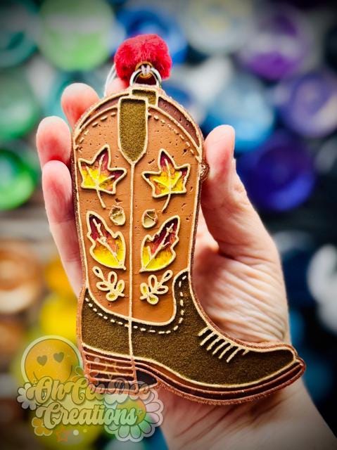 Fall Cowboy Boot Freshie Mold, Leaves Freshie Mold, Western Fall Freshie Mold, Cowgirl Freshie Mold, Cowboy Boot with Leaves Mold