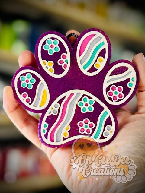 Paw Print Freshie Mold, Retro Paw Silicone Mold, dog mom freshie mold, flower paw freshie mold, dog freshie molds, animal freshie mold