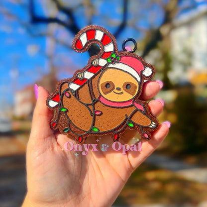 Christmas Sloth Freshie Mold, freshie making supplies, Christmas freshie mold, candy cane freshie mold, winter freshie mold, winter sloth