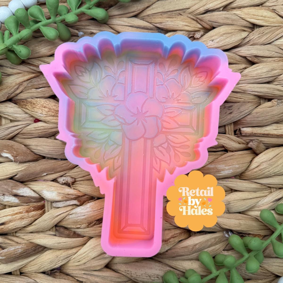 Flower Cross Freshie Mold for easter, car freshie design oven safe silicone molds for wax melts cross mold for resin bath bomb silicone mold