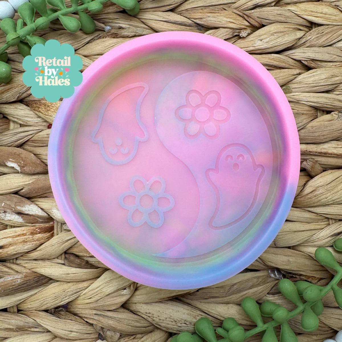 Yin Yang Ghost Mold, Halloween Freshie Mold, Fall Freshie Mold, Ghost Silicone Mold, Peace Freshie Mold, Spooky Mold, Floral Ghost Mold