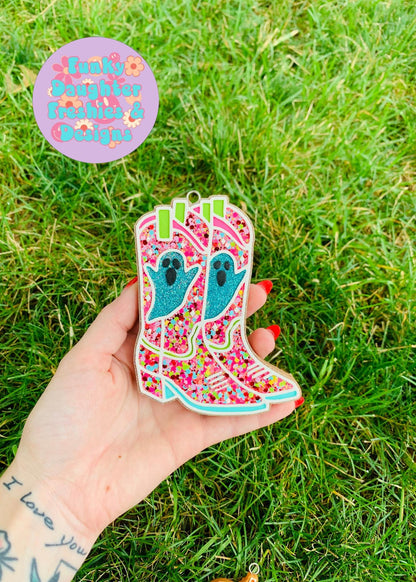 Ghost Cowboy Boots Mold, Halloween Freshie Mold, Fall Freshie Mold, Ghost Silicone Mold, Western Halloween Molds, Floral Ghost Mold