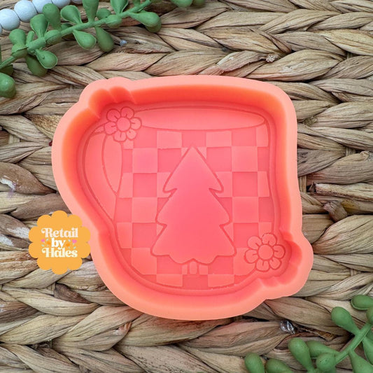 Winter Tree Coffee Cup Freshie Mold, freshie making supplies, Christmas freshie mold, cozy winter freshie molds, hot chocolate freshie mold