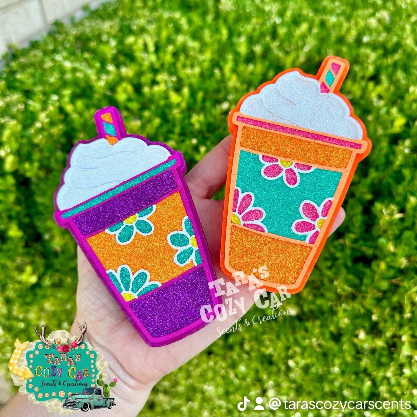 Daisy Latte Freshie Mold, bestselling freshie molds, heat safe silicone, coffee queen, coffee shop freshie, coffee cup mold, cold drink cup