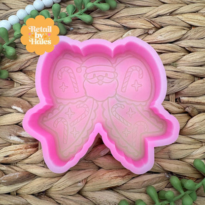 Santa Bow Freshie Mold, freshie making supplies, Christmas freshie mold, santa claus silicone mold, Cute Santa mold, retro santa face mold