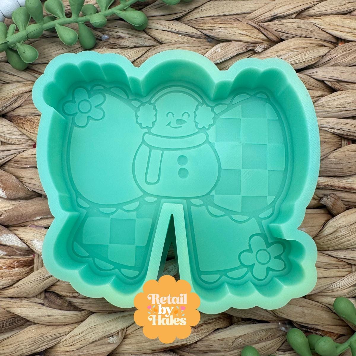 Snowman Bow Freshie Silicone Mold, freshie making supplies, Christmas freshie mold, cozy winter freshie molds, happy winter molds