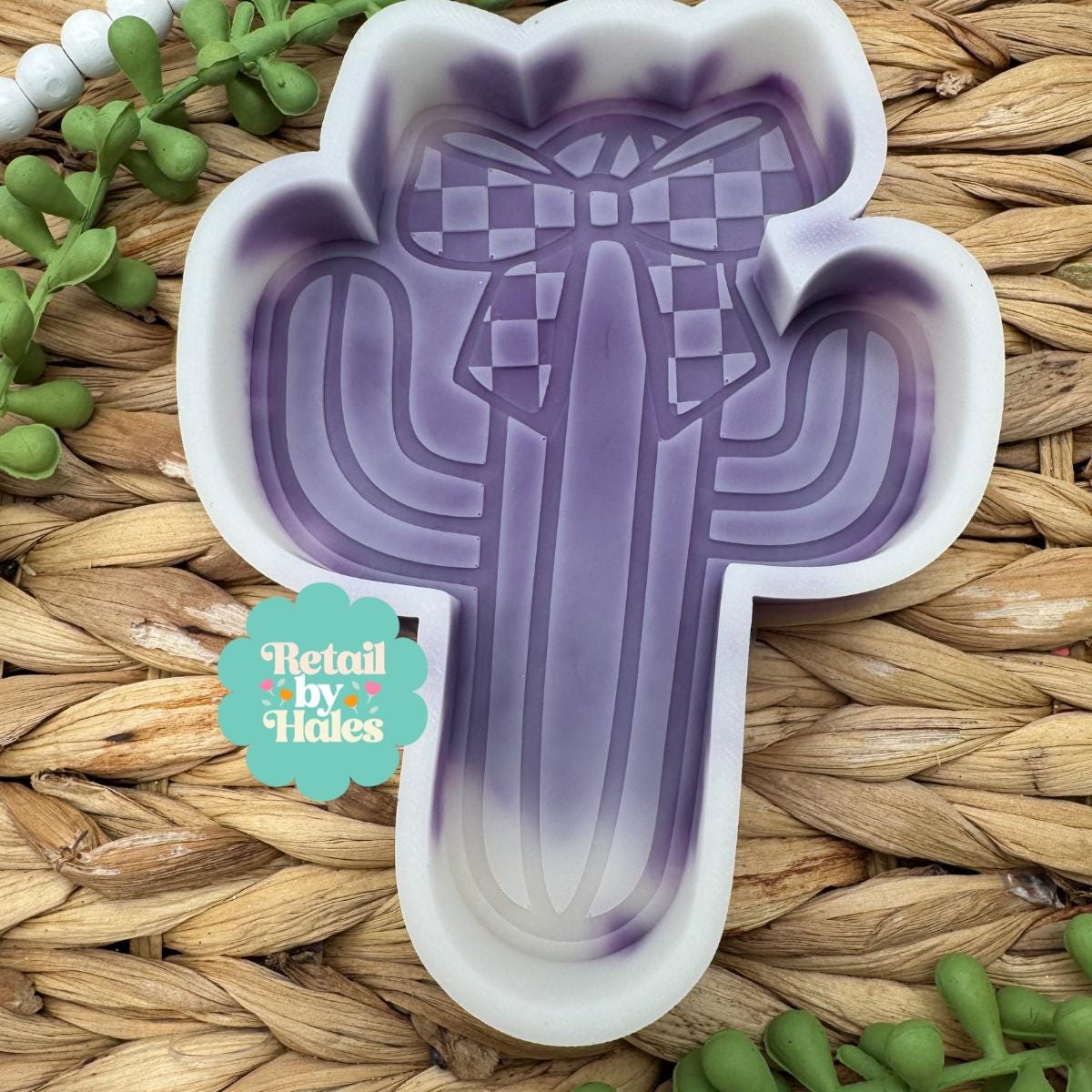 Cactus with Bow Freshie Mold, freshie making supplies, plant freshie molds, desert silicone mold, succulent freshie design, coquette freshie