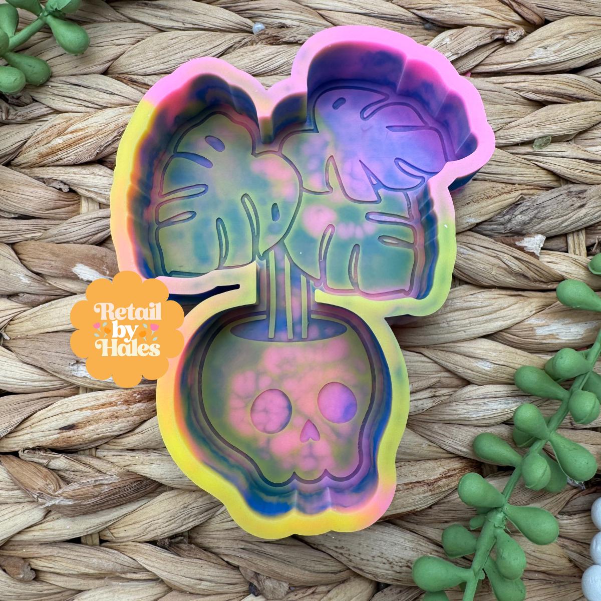 Skull Planter Mold, Cute Halloween Freshie Mold, Witchy Freshie Mold, Monstera Freshie Mold, Spooky Freshie Molds, Skull Plant freshie mold