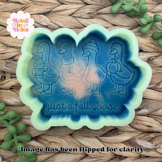 Just a Fall Goose Freshie Mold, Fall Freshie Mold, Silicone Mold, fall leaves freshie mold, cute fall mold, Autumn molds, Silly Goose Molds