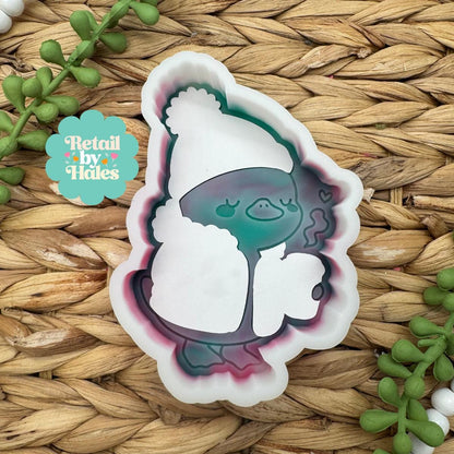 Duck with Coffee Freshie Mold, cozy winter freshie mold, hot chocolate duck freshie mold, winter animal freshie mold, sweater and hat