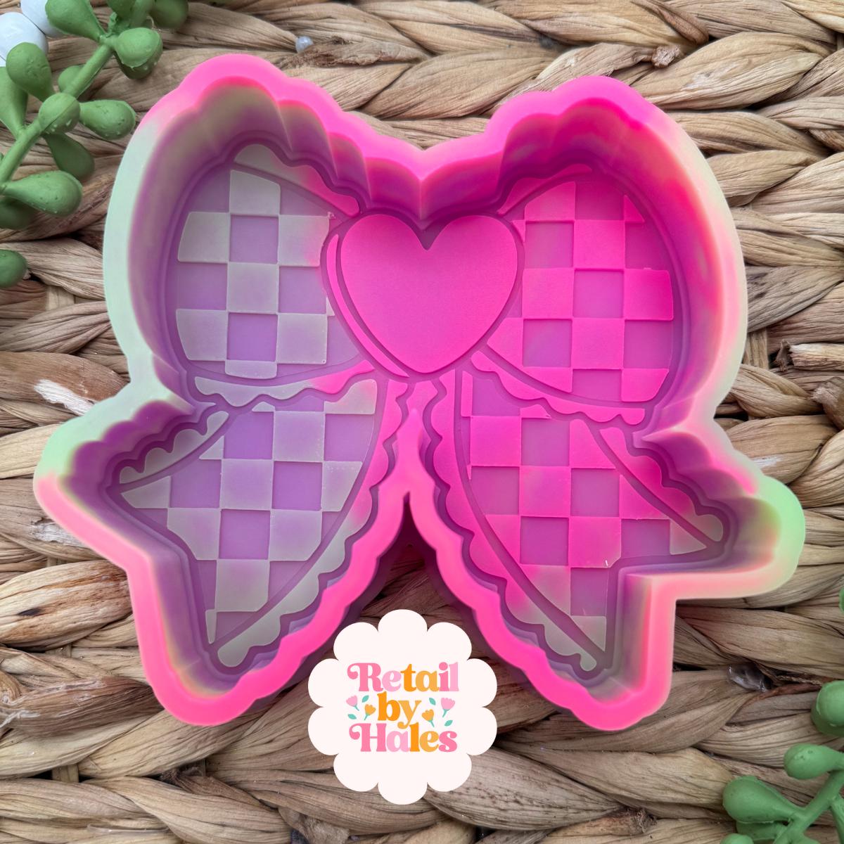 Bow with Conversation Heart Freshie Mold, couple freshie mold, bow freshie mold, valentine freshie mold, heart freshie mold