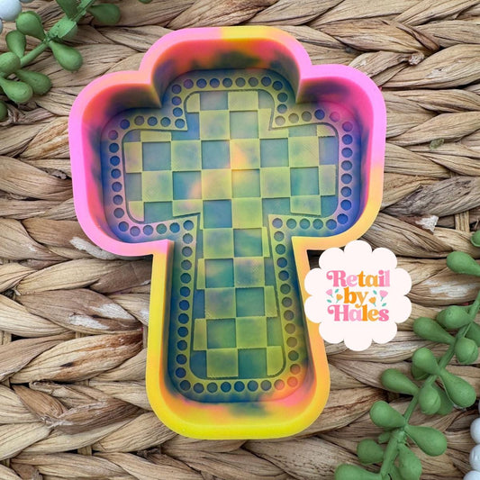 Checkerboard Cross Freshie Mold, for easter, car freshie cross mold, cross easter mold for bath bombs, easter freshie, Christmas cross