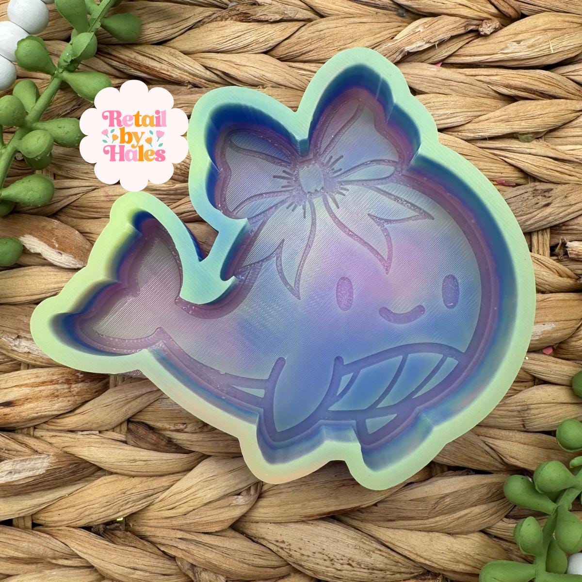 Whale with Bow Freshie Silicone Mold, aroma bead molds, freshie making supplies, animal freshie mold, bestselling freshie molds