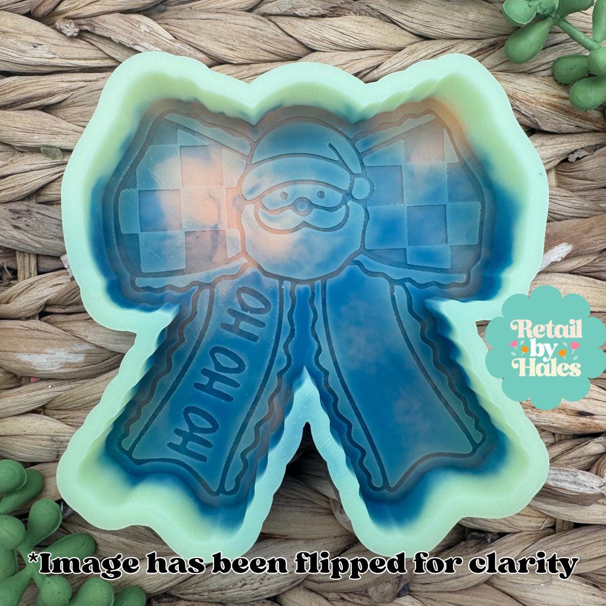 Ho Ho Ho Santa Bow Freshie Mold, freshie making supplies, Christmas freshie mold, santa claus wax mold, Cute Santa soap mold