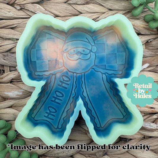 Ho Ho Ho Santa Bow Freshie Mold, freshie making supplies, Christmas freshie mold, santa claus wax mold, Cute Santa soap mold