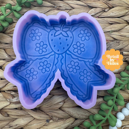 Strawberry Bow Freshie Mold, valentine's day freshie mold, soap mold for valentine's day, bow silicone mold, strawberry freshie mold