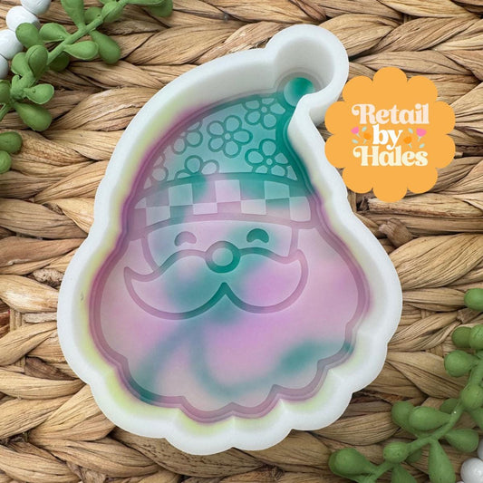 Santa Floral Freshie Mold, Christmas freshie mold, santa claus silicone mold, Cute Santa mold, retro santa face mold, retro santa hat freshi