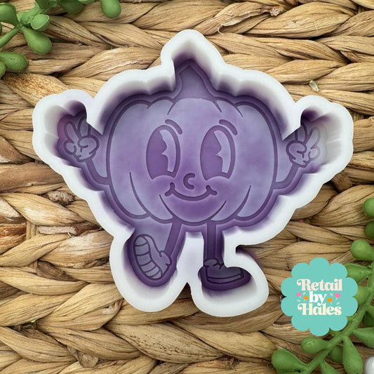 Happy Pumpkin Mold, Halloween Freshie Mold, Fall Freshie Mold, Retro Pumpkin Silicone, Walking Pumpkin Mold, Smiling Pumpkin Freshie Mold