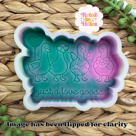 Just a Love Goose Freshie Mold, valentine's day goose soap mold, goose freshie mold, valentine freshie mold, just a valentine's day goose