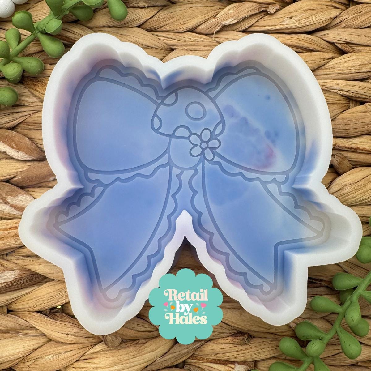 Mushroom Bow Freshie Mold, bow soap mold, bow with mushroom freshie mold, bow wax mold, silicone freshie molds, forest freshie mold