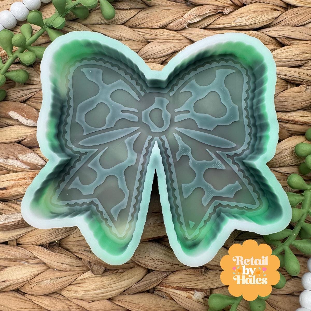 Cow Print Bow Freshie Mold, western freshie molds, country molds, bow wax mold, bow soap mold, western bow freshie mold, cow print freshie