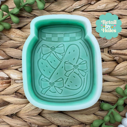 Pickle Jar with Bows Freshie Mold, flower pickle freshie mold, summer silicone molds, pickle loving freshie mold, coquette freshie molds