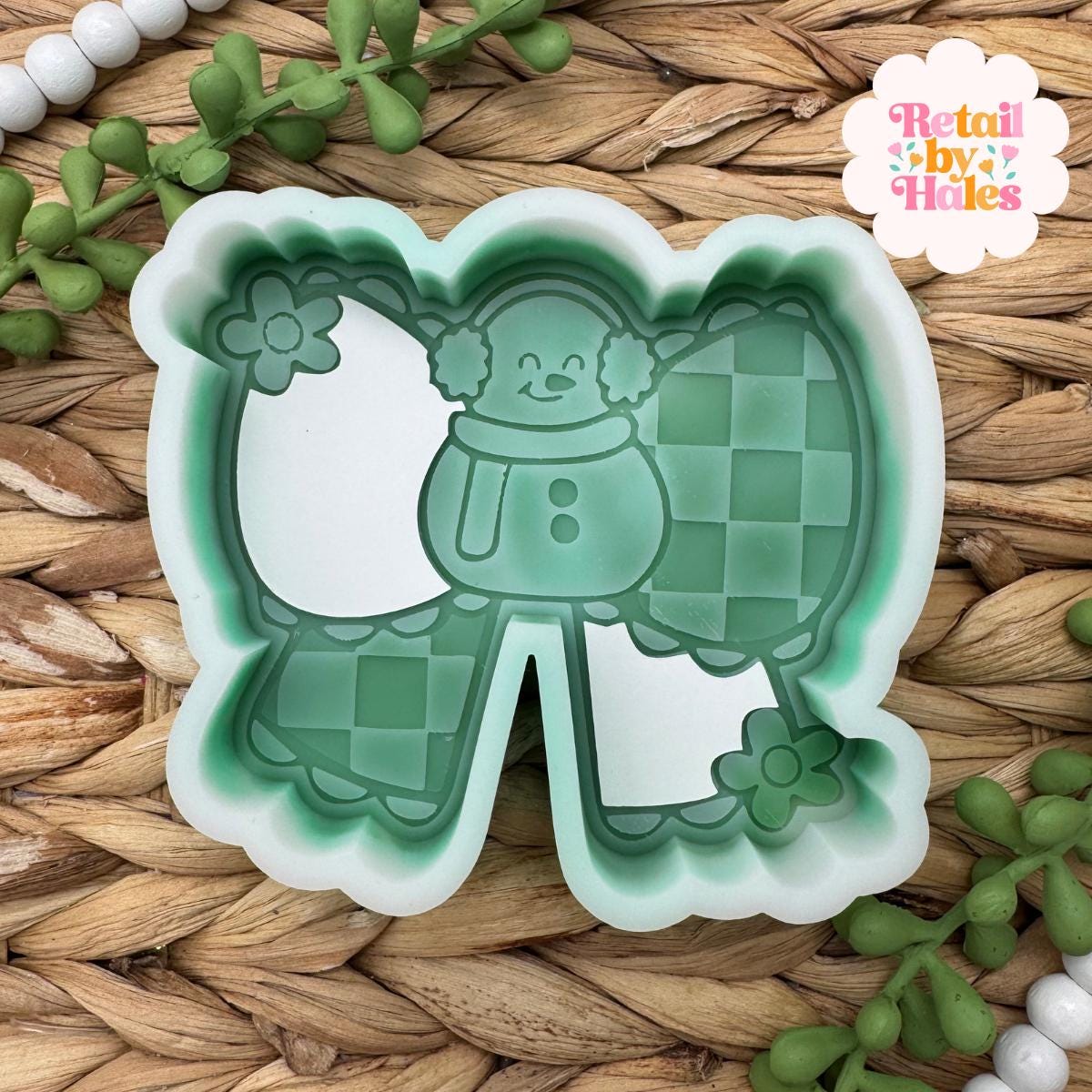 Snowman Bow Freshie Silicone Mold, freshie making supplies, Christmas freshie mold, cozy winter freshie molds, happy winter molds