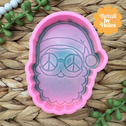 Santa Freshie Mold, freshie making supplies, Christmas freshie mold, santa claus silicone mold, Cute Santa mold, Peace Sign Glasses Santa