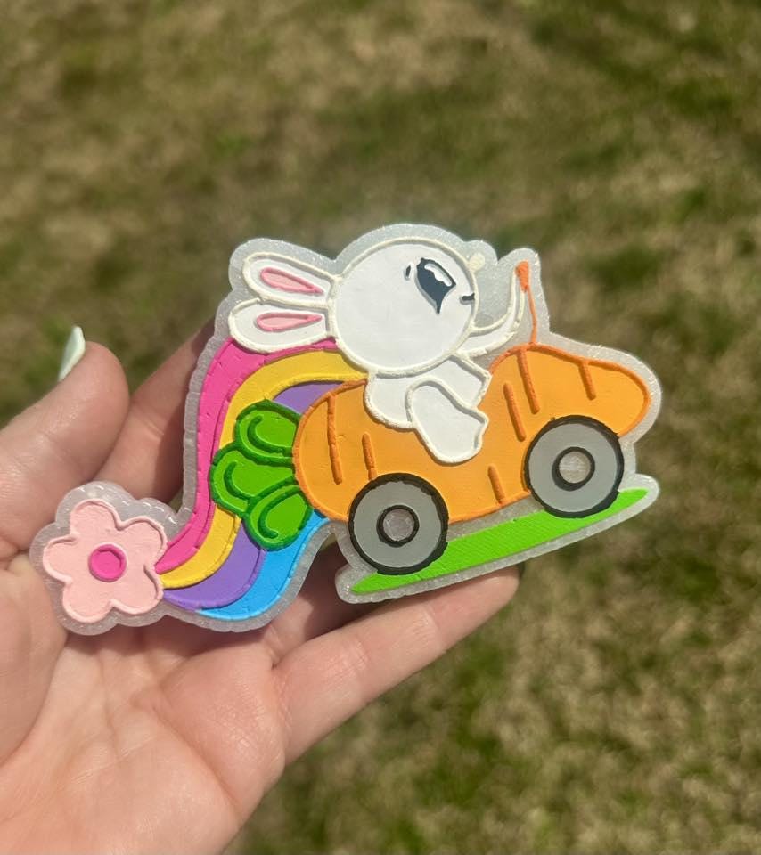 Bunny in Rainbow Car Freshie Mold for easter, car freshie designs oven safe silicone cross mold for resin cross easter mold easter freshie