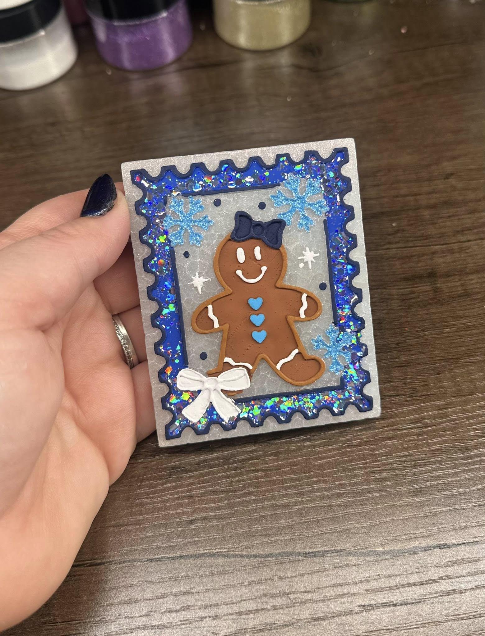 Gingerbread Stamp Freshie Mold, freshie making supplies, Christmas freshie mold, cozy winter freshie molds, happy gingerbread molds