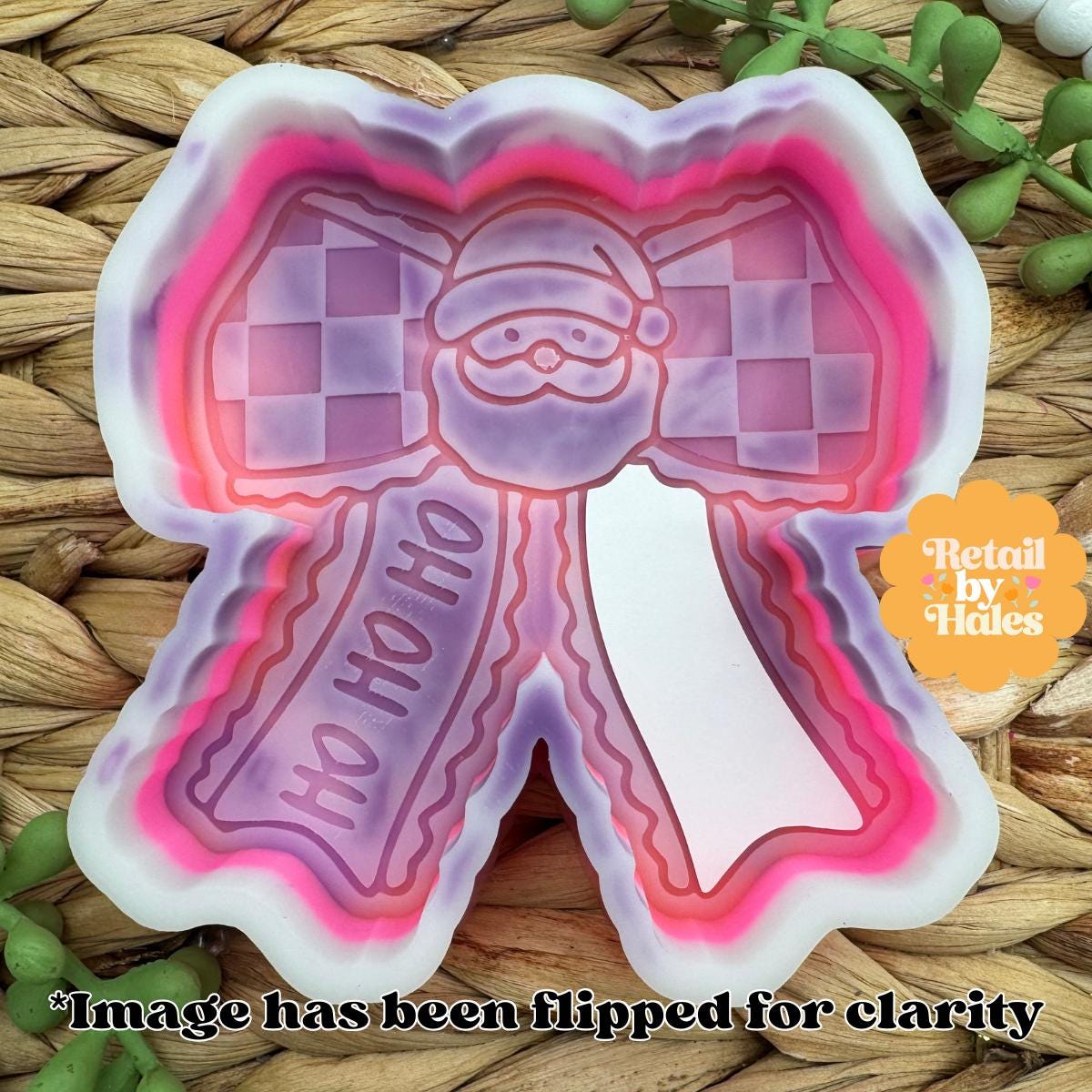Ho Ho Ho Santa Bow Freshie Mold, freshie making supplies, Christmas freshie mold, santa claus wax mold, Cute Santa soap mold