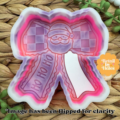 Ho Ho Ho Santa Bow Freshie Mold, freshie making supplies, Christmas freshie mold, santa claus wax mold, Cute Santa soap mold