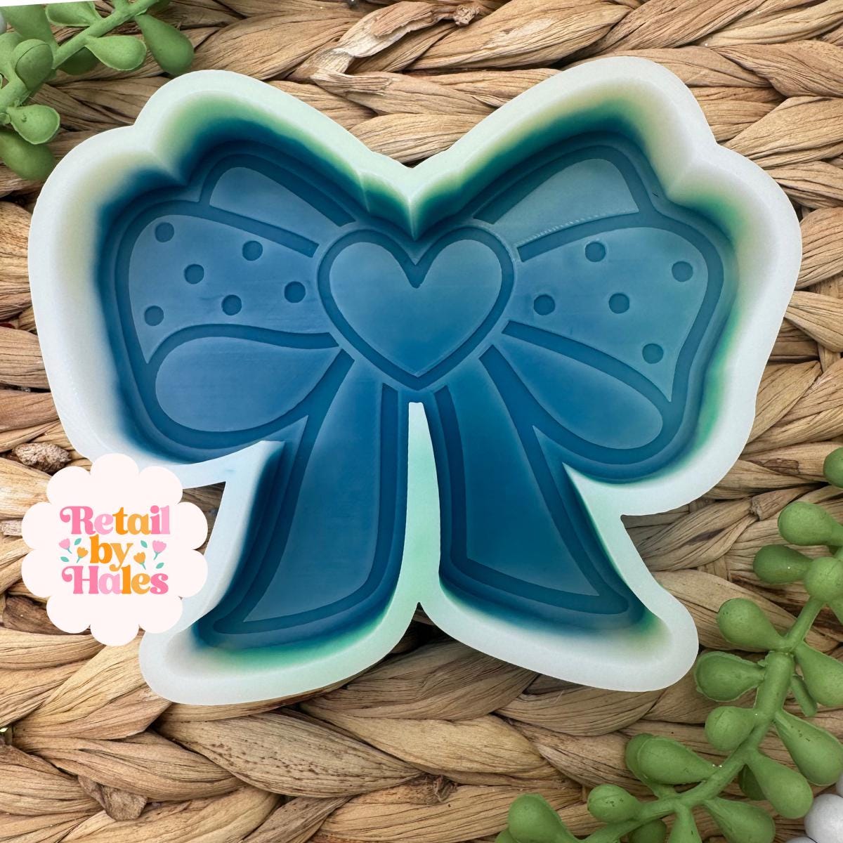 Heart Bow Freshie Mold, couple freshie mold, boyfriend and girlfriend freshie mold, valentine freshie mold, heart freshie mold