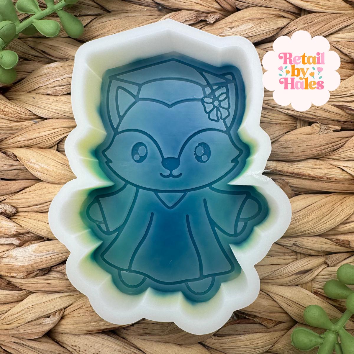 Graduation Fox Freshie Mold, Graduate Soap Mold, Senior Animal Wax Mold