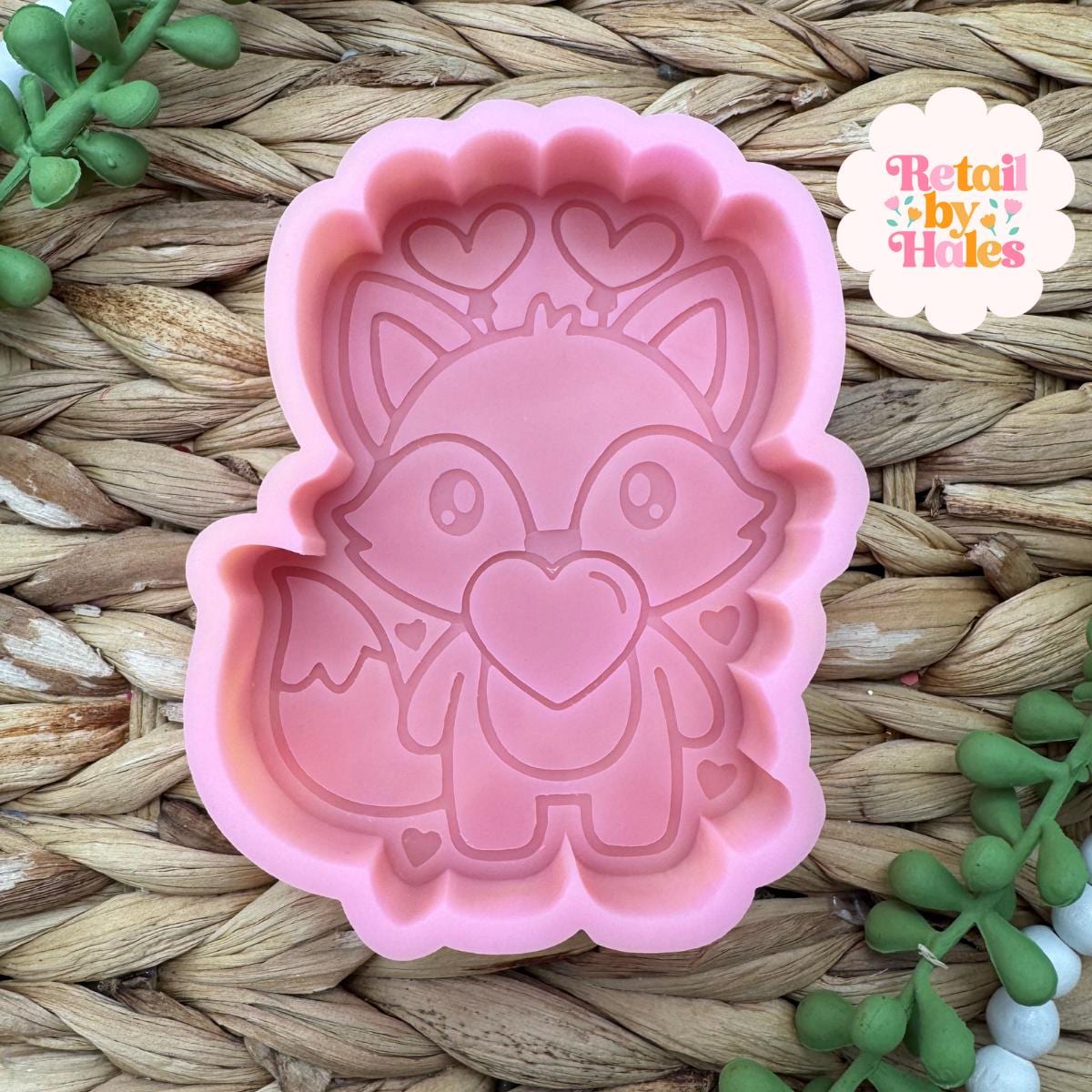 Fox with Bubble Gum Freshie Mold, Valentine Fox Soap mold