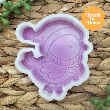 Winter Chicken Freshie Mold, freshie making supplies, Chick with Beanie freshie mold, Snow chick silicone mold, Christmas chicken mold