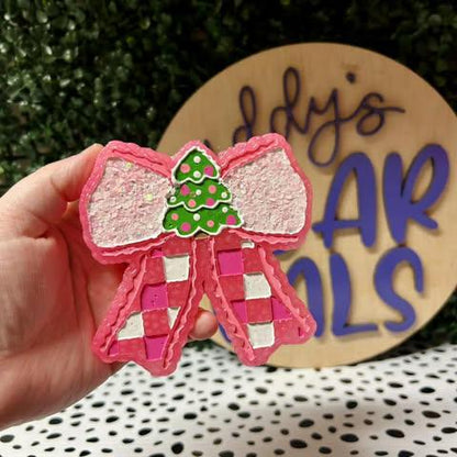 Christmas Tree Bow Freshie Mold, pine tree bow freshie mold, coquette freshie mold, winter freshie molds, christmas wax melt mold, soap mold