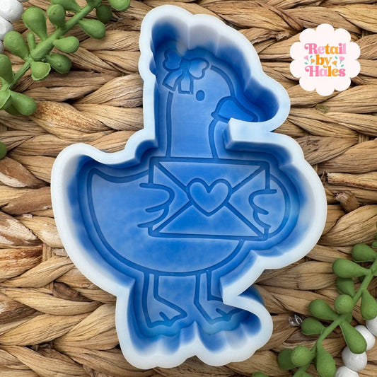 Goose with Letter Freshie Mold, Valentine Soap mold