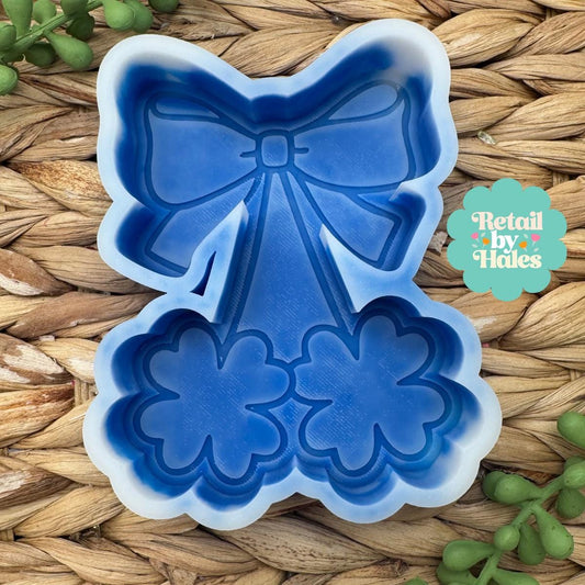 Clover Cherries Freshie Mold, smiling lucky clover freshie mold, St Patrick's day freshie mold, Irish freshie mold, silicone soap molds