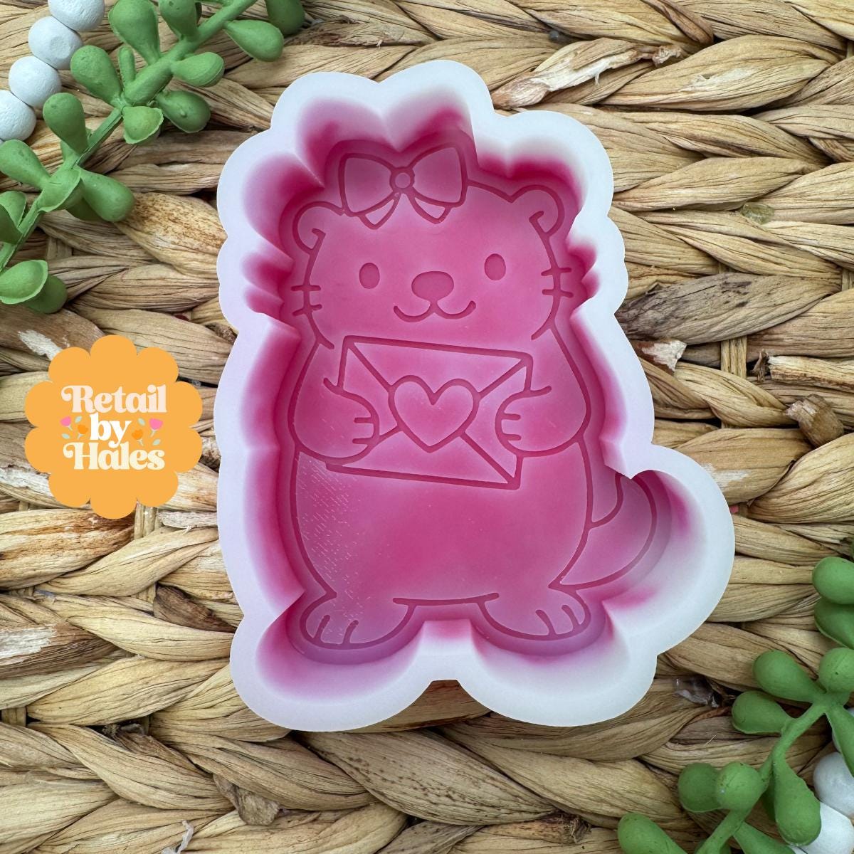 Otter with Letter Freshie Mold, Valentine Soap mold