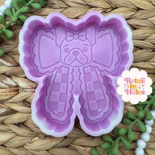 Frenchie Bow Freshie Mold, French Bulldog Freshie Mold, Dog Breed Freshie Molds, Heat Safe Silicone Mold, Freshie Molds for Beginners