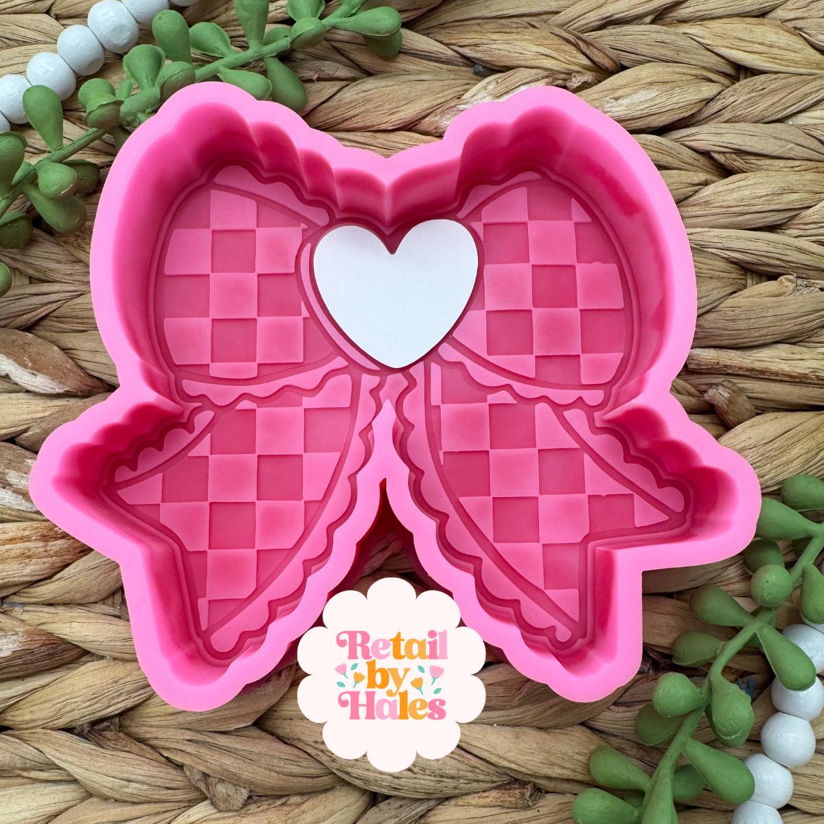 Bow with Conversation Heart Freshie Mold, couple freshie mold, bow freshie mold, valentine freshie mold, heart freshie mold