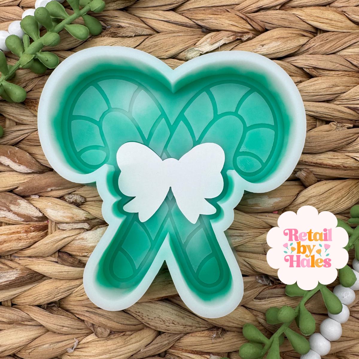 Candy Canes with Bow Freshie Mold